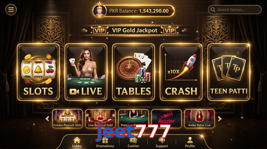 Main screen of Jeet777 casino page for PK players