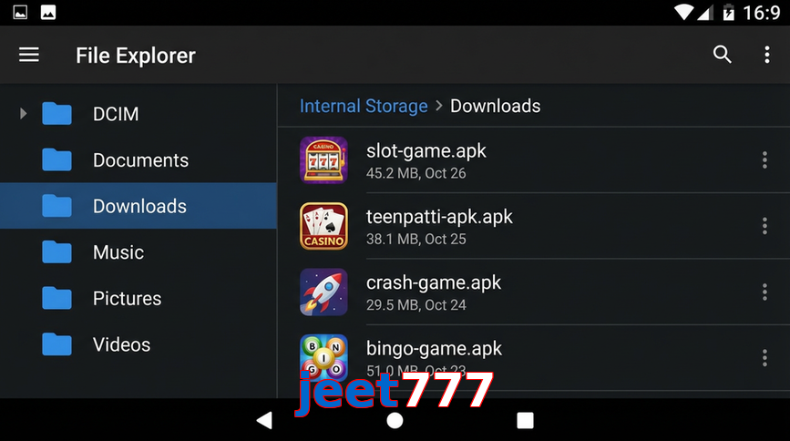 Main screen of Jeet777 gameapk page for PK players