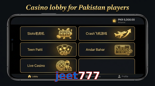 Lobby view of Jeet777 for Pakistan users