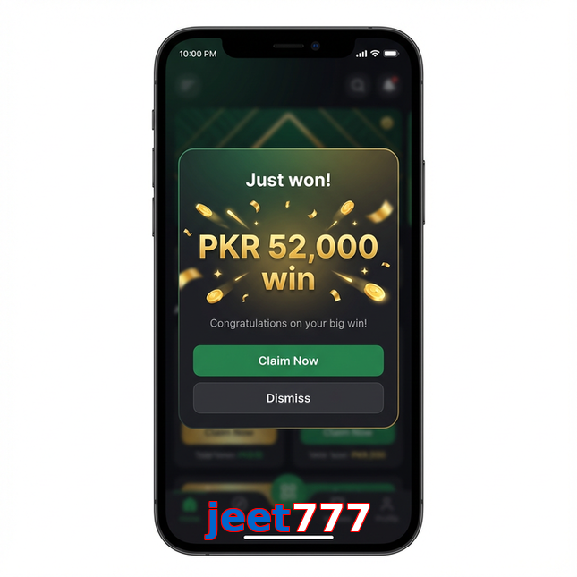 Main screen of Jeet777 win page for PK players